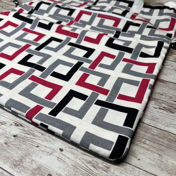 Geometric Large Tote Bag / Handmade Tapisho Design / Quality Canvas Double Strap - Picture 3 of 16